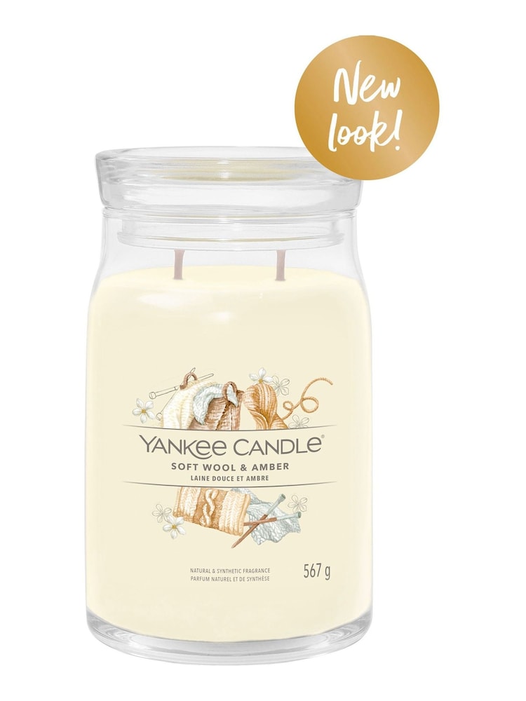 Yankee Candle Signature Large Jar Scented Candle, Soft Wool Amber - Image 2 of 2