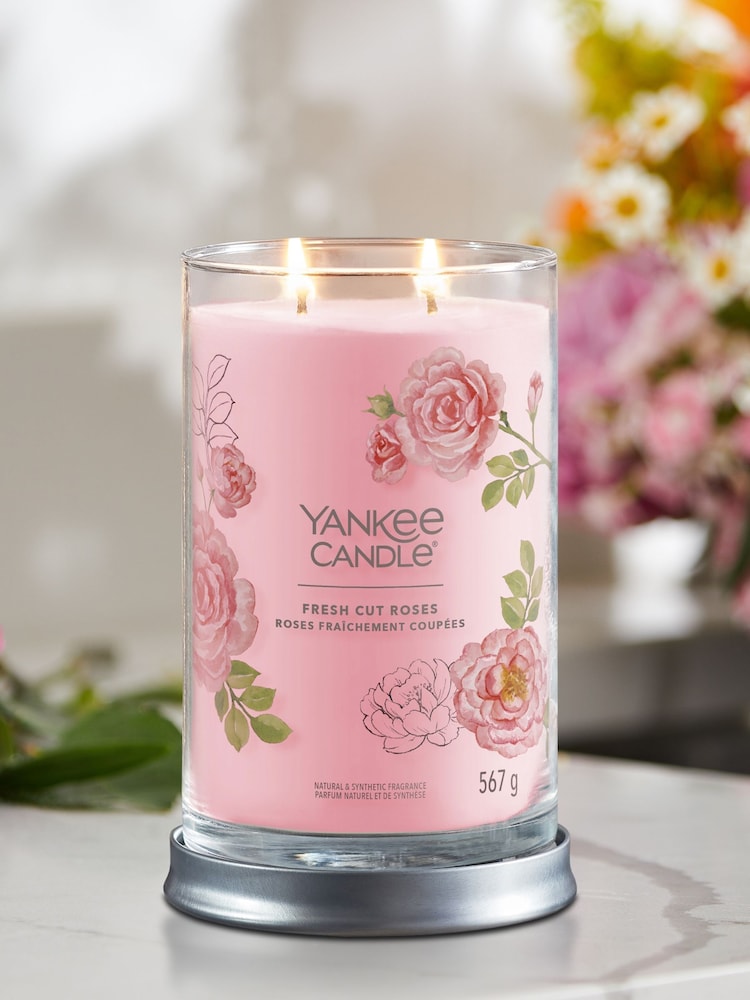 Yankee Candle Signature Large Tumbler Scented Candle, Fresh Cut Roses - Image 1 of 2