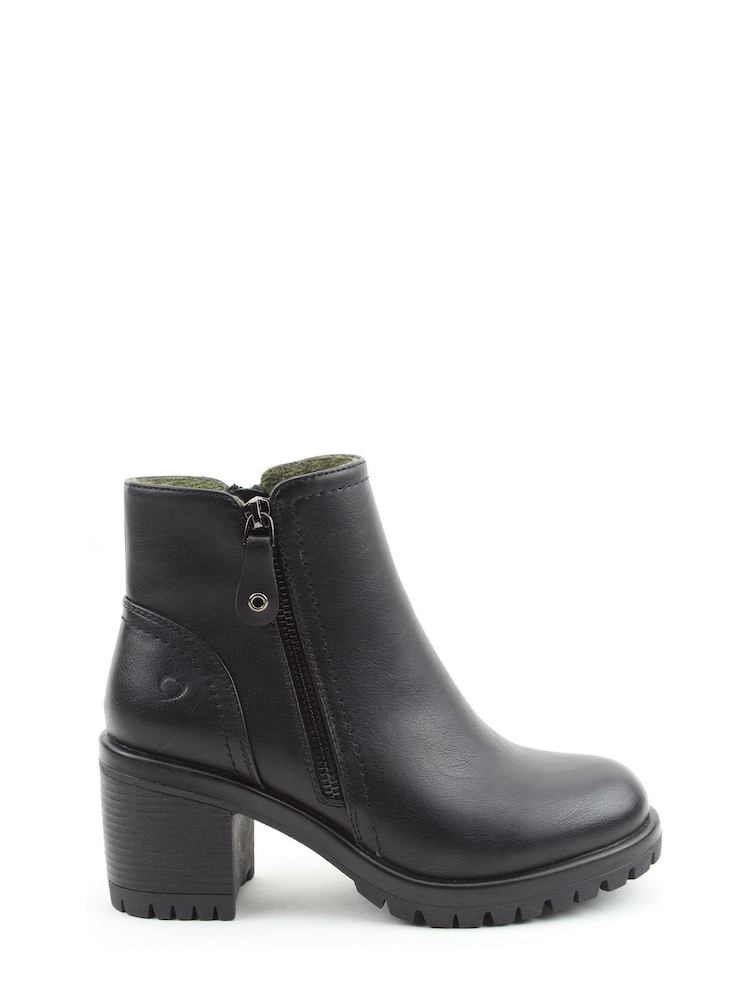 Heavenly Feet Ladies Vegan Friendly Ankle Black Boots - Image 1 of 4