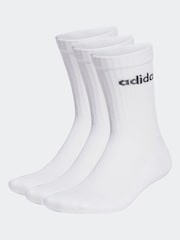 adidas White Linear Crew Cushioned Socks 3 Pack - Image 1 of 4