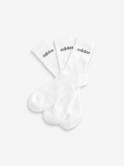 adidas White Linear Crew Cushioned Socks 3 Pack - Image 2 of 4