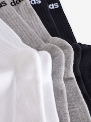 adidas Grey Linear Crew Cushioned Socks 3 Pack - Image 3 of 4