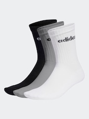 adidas Grey Linear Crew Cushioned Socks 3 Pack - Image 5 of 6