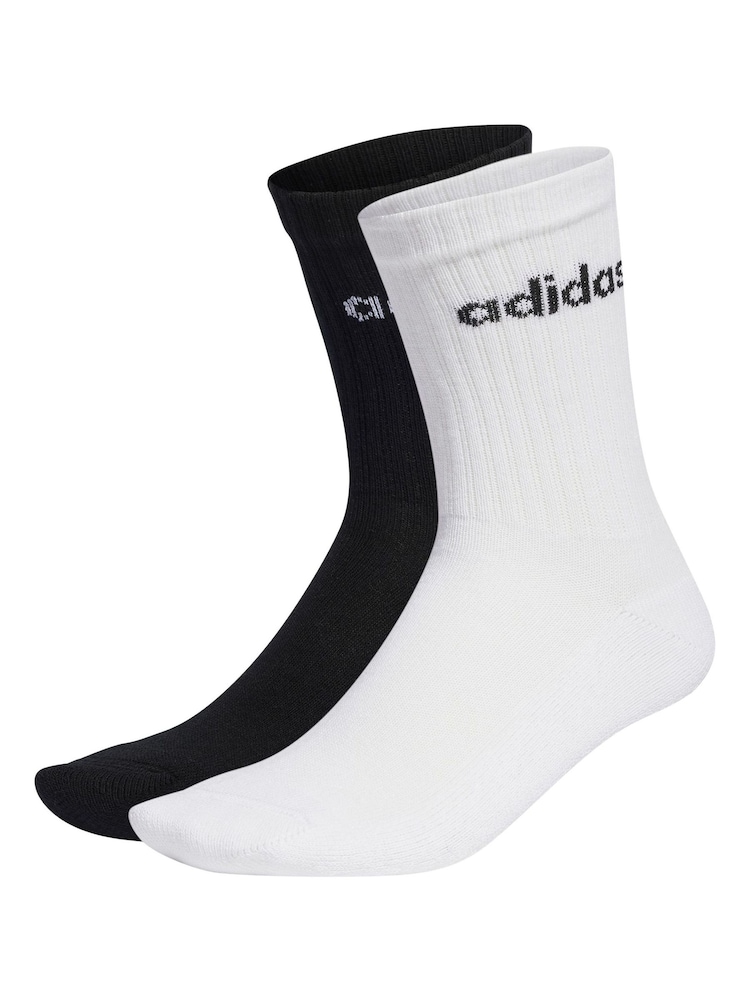 adidas Grey Linear Crew Cushioned Socks 3 Pack - Image 6 of 6