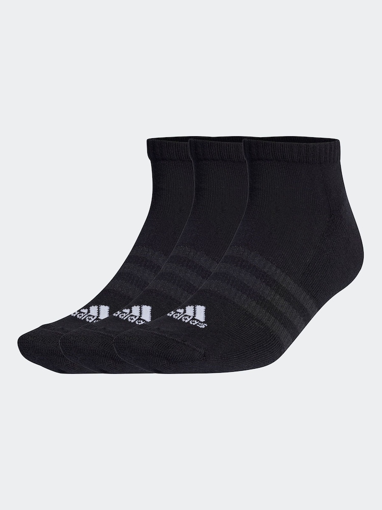 Schwarz - adidas Niedrige, gepolsterte Socken im 3er-Pack - Bild 1 von 4 Schwarz - adidas Niedrige, gepolsterte Socken im 3er-Pack - Bild 1 von 4