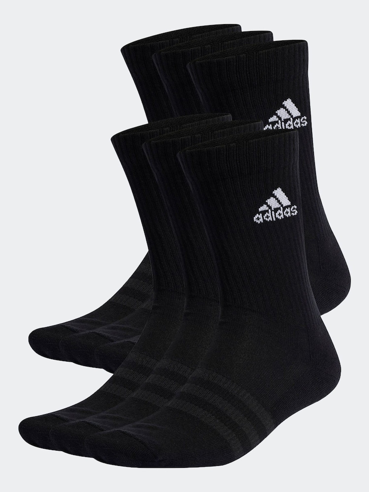 adidas Dark Black Cushioned Crew Socks 6 Pack - Image 1 of 4