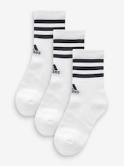 adidas Dove White 3-Stripe Crew Length Socks 3 Pack - Image 1 of 5