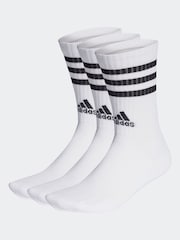 adidas Dove White 3-Stripe Crew Length Socks 3 Pack - Image 2 of 5