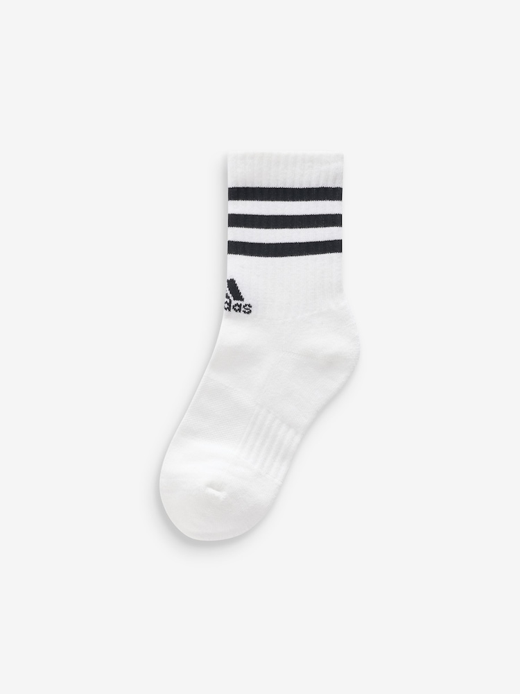 adidas Dove White 3-Stripe Crew Length Socks 3 Pack - Image 3 of 5