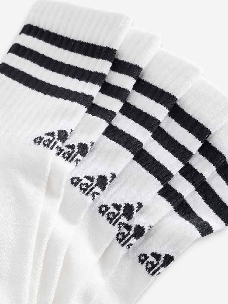 adidas Dove White 3-Stripe Crew Length Socks 3 Pack - Image 5 of 5