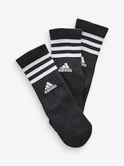 adidas Black 3-Stripe Crew Length Socks 3 Pack - Image 2 of 4
