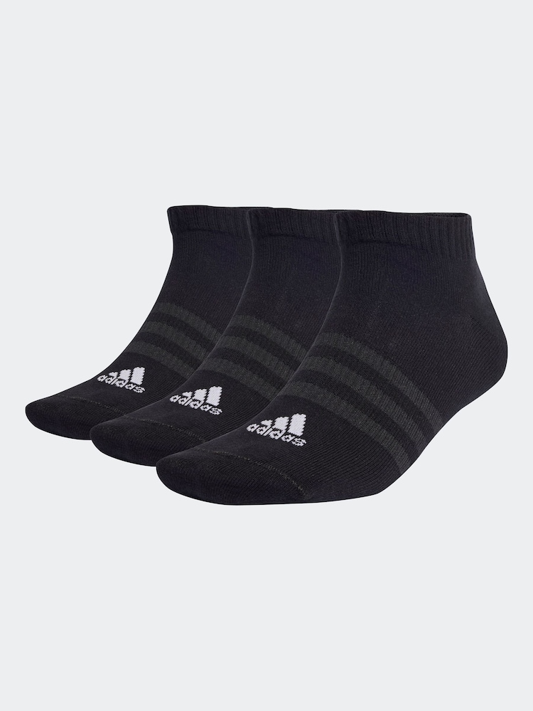 adidas Dark Black Adult Thin and Light Sportswear Low Cut Socks 3 Pack - Image 1 of 5