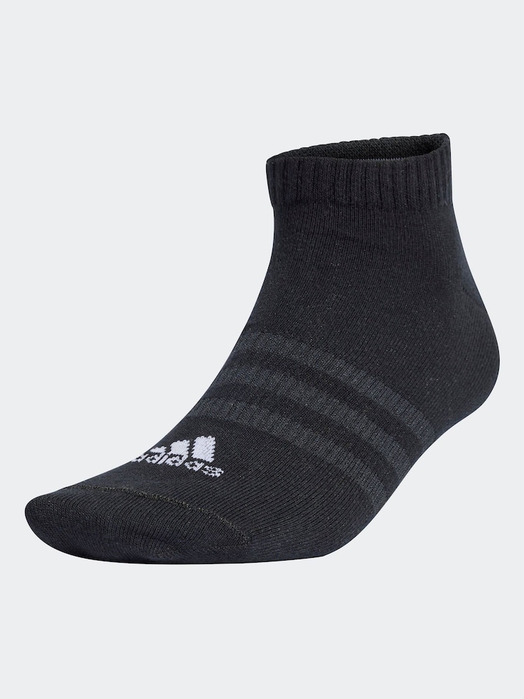 adidas Dark Black Adult Thin and Light Sportswear Low Cut Socks 3 Pack - Image 2 of 5