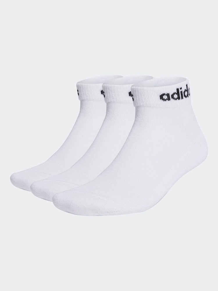 adidas White Linear Ankle Cushioned Socks 3 Pack - Image 1 of 1