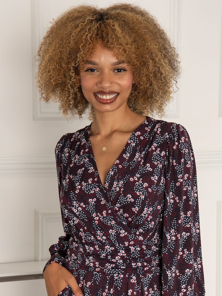 Jolie Moi Blue Danielle Long Sleeve Dress - Image 5 of 5