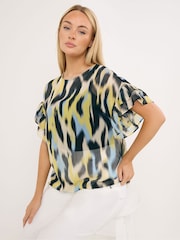 Star by Julien MacDonald Yellow Floral Flute Sleeve Top - Image 1 of 5