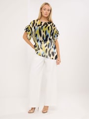 Star by Julien MacDonald Yellow Floral Flute Sleeve Top - Image 2 of 5