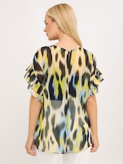 Star by Julien MacDonald Yellow Floral Flute Sleeve Top - Image 3 of 5
