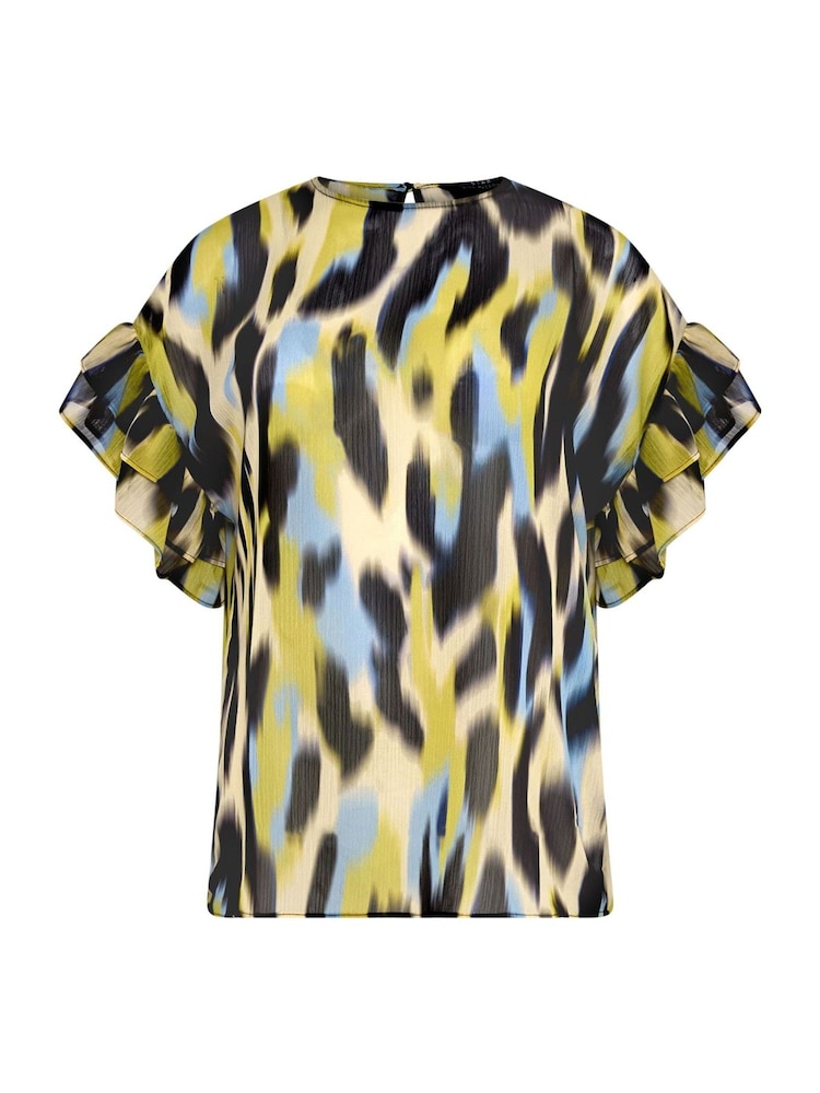 Star by Julien MacDonald Yellow Floral Flute Sleeve Top - Image 5 of 5 Star by Julien MacDonald Yellow Floral Flute Sleeve Top - Image 5 of 5