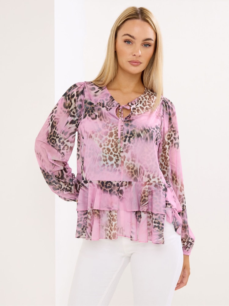 Star by Julien MacDonald Pink Frilled Hem Blouse - Image 1 of 5 Star by Julien MacDonald Pink Frilled Hem Blouse - Image 1 of 5