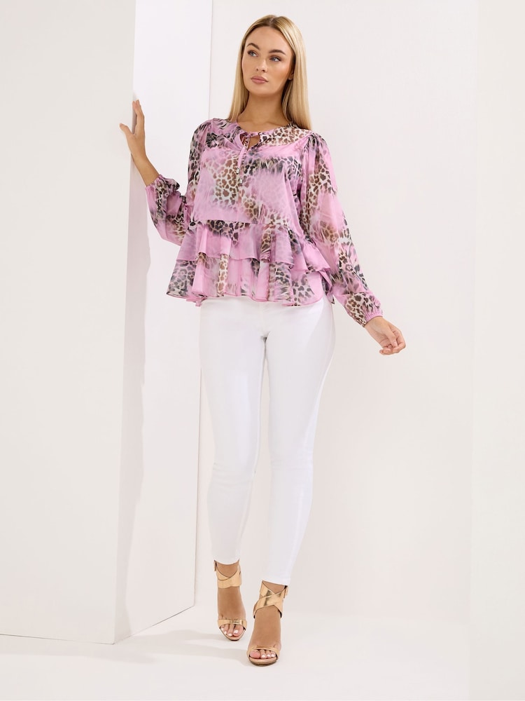 Star by Julien MacDonald Pink Frilled Hem Blouse - Image 2 of 5 Star by Julien MacDonald Pink Frilled Hem Blouse - Image 2 of 5