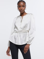 River Island Cream Satin Tea Top - Image 1 of 3