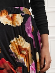 Schwarz/Blumenmuster - Preen X Next Asymmetrischer Midirock mit Raffung - Bild 4 von 5