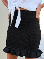 Black Slim Fit Shirred Mini Skirt - Image 4 of 5