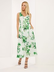 Star by Julien MacDonald Green Scuba Printed V Dress - Image 2 of 5