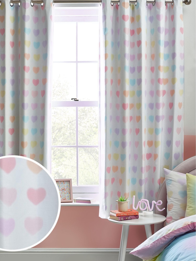 Blurred Hearts Eyelet Blackout Curtains - Image 1 of 5 Blurred Hearts Eyelet Blackout Curtains - Image 1 of 5