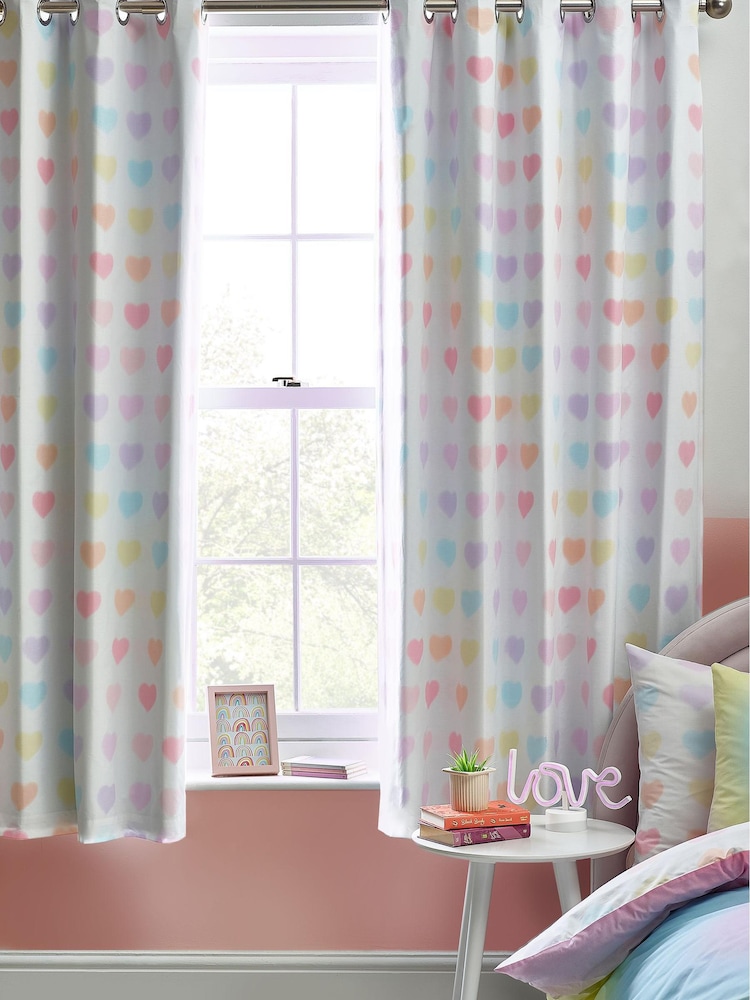 Blurred Hearts Eyelet Blackout Curtains - Image 2 of 5 Blurred Hearts Eyelet Blackout Curtains - Image 2 of 5