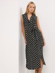 Star by Julien MacDonald Black Spot Print Sleeveless Shirt Dress - Image 2 of 5