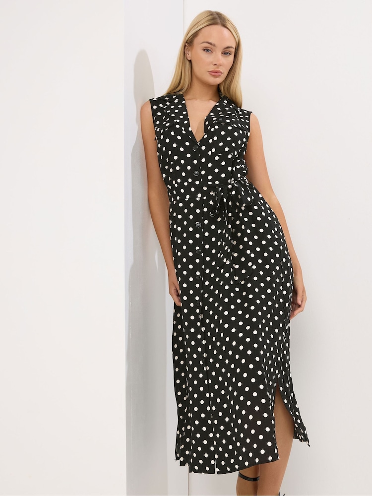 Star by Julien MacDonald Black Spot Print Sleeveless Shirt Dress - Image 2 of 5