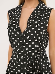 Star by Julien MacDonald Black Spot Print Sleeveless Shirt Dress - Image 4 of 5