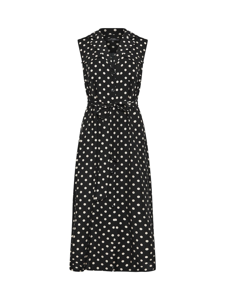 Star by Julien MacDonald Black Spot Print Sleeveless Shirt Dress - Image 5 of 5