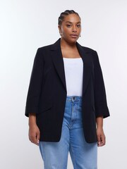River Island Black Plus Blazer - Image 1 of 6