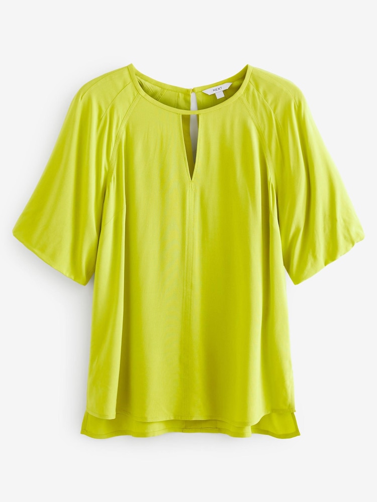 Limettengrün - Top mit 3/4-Ärmel und Schlitzausschnitt - Bild 6 von 6 Limettengrün - Top mit 3/4-Ärmel und Schlitzausschnitt - Bild 6 von 6