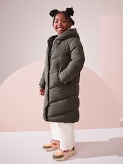Khaki Green Regular Length Shower Resistant Faux Fur Lined Hooded Padded Coat (3-16yrs) - Image 2 of 9