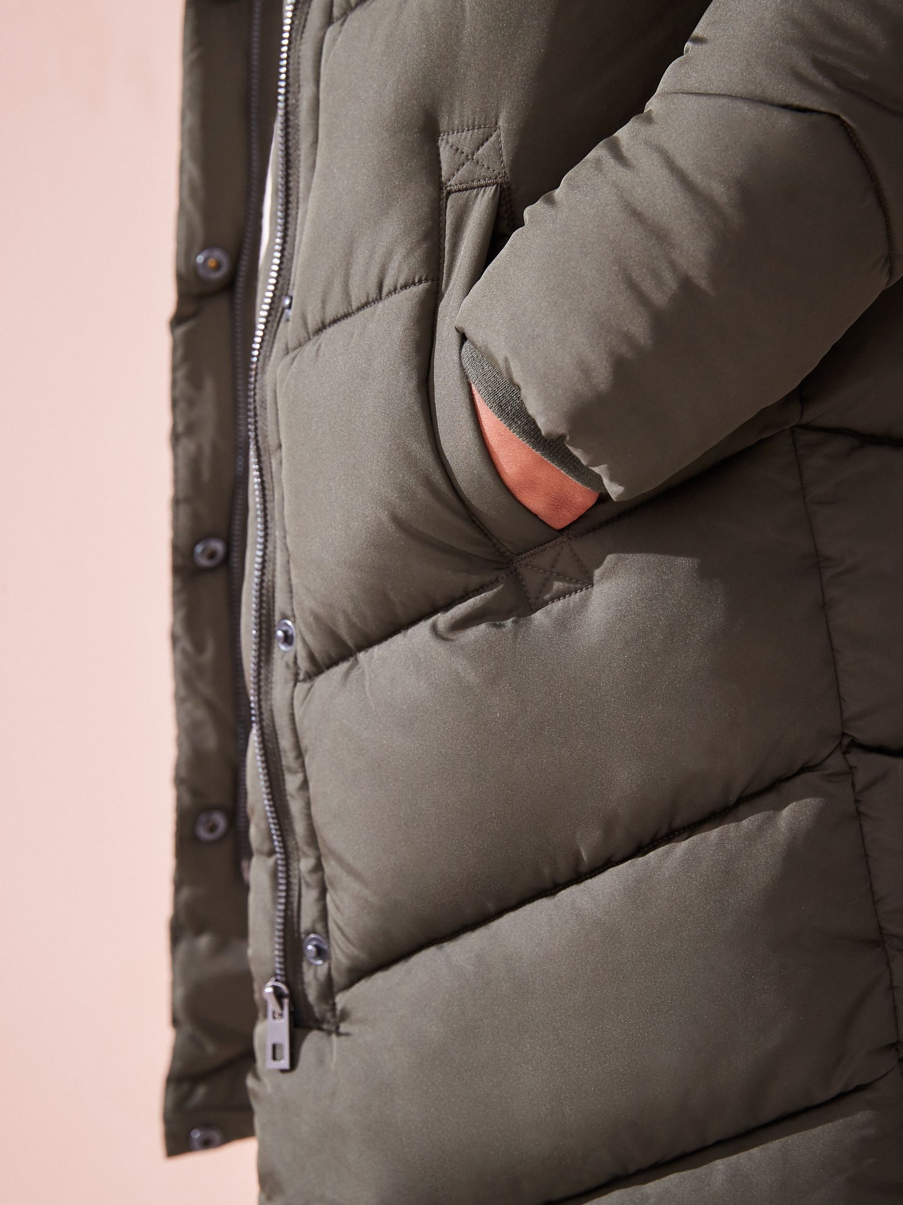 Buy Khaki Green Regular Length Shower Resistant Faux Fur Lined Hooded Padded Coat 3 16yrs from Next USA