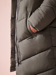 Khaki Green Regular Length Shower Resistant Faux Fur Lined Hooded Padded Coat (3-16yrs) - Image 6 of 9