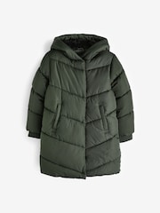 Khaki Green Regular Length Shower Resistant Faux Fur Lined Hooded Padded Coat (3-16yrs) - Image 7 of 9