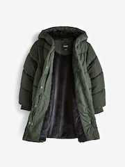 Khaki Green Regular Length Shower Resistant Faux Fur Lined Hooded Padded Coat (3-16yrs) - Image 8 of 9
