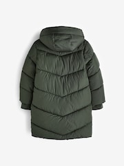 Khaki Green Regular Length Shower Resistant Faux Fur Lined Hooded Padded Coat (3-16yrs) - Image 9 of 9