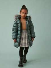 Green Shower Resistant Faux Fur Trim Padded Coat (3-16yrs) - Image 2 of 11