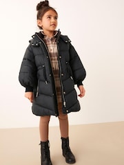 Black Shower Resistant Poncho Padded Coat (3-16yrs) - Image 1 of 11