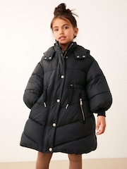 Black Shower Resistant Poncho Padded Coat (3-16yrs) - Image 11 of 11