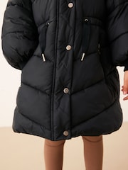 Black Shower Resistant Poncho Padded Coat (3-16yrs) - Image 9 of 11