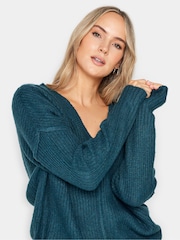 Blau - Long Tall Sally Pullover mit V-Ausschnitt - Bild 4 von 4
