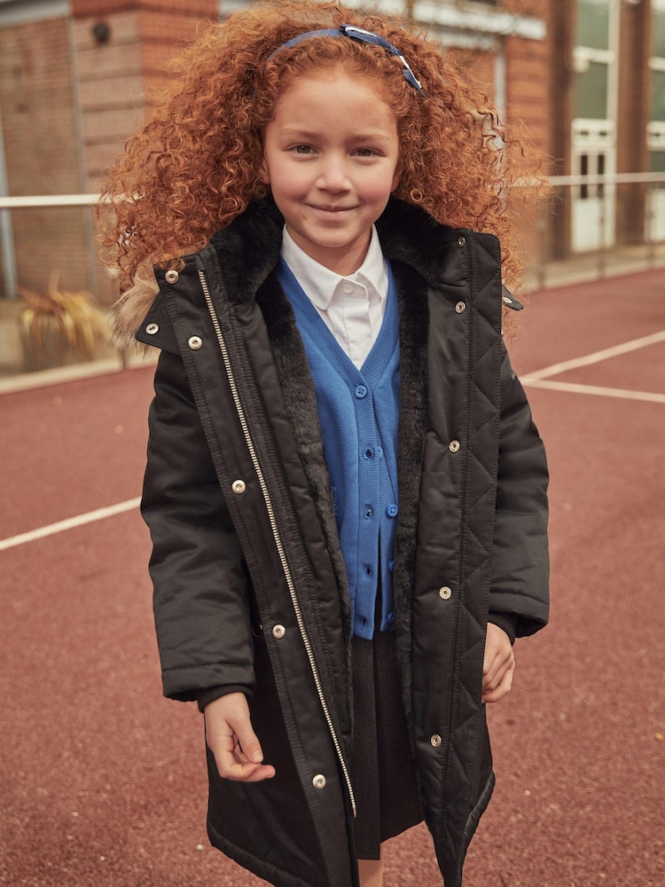 Black Shower Resistant Faux Fur Trim Parka (3-16yrs) - Image 1 of 8