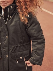 Black Shower Resistant Faux Fur Trim Parka (3-16yrs) - Image 4 of 8